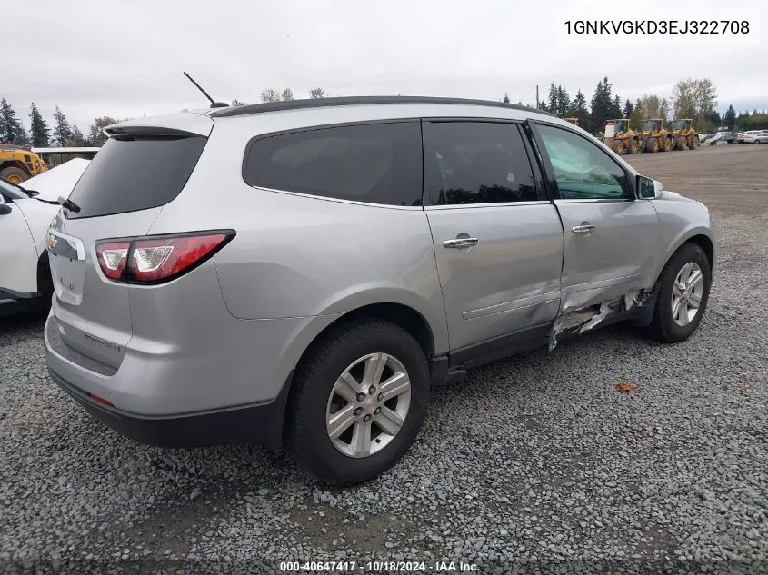 2014 Chevrolet Traverse 1Lt VIN: 1GNKVGKD3EJ322708 Lot: 40647417