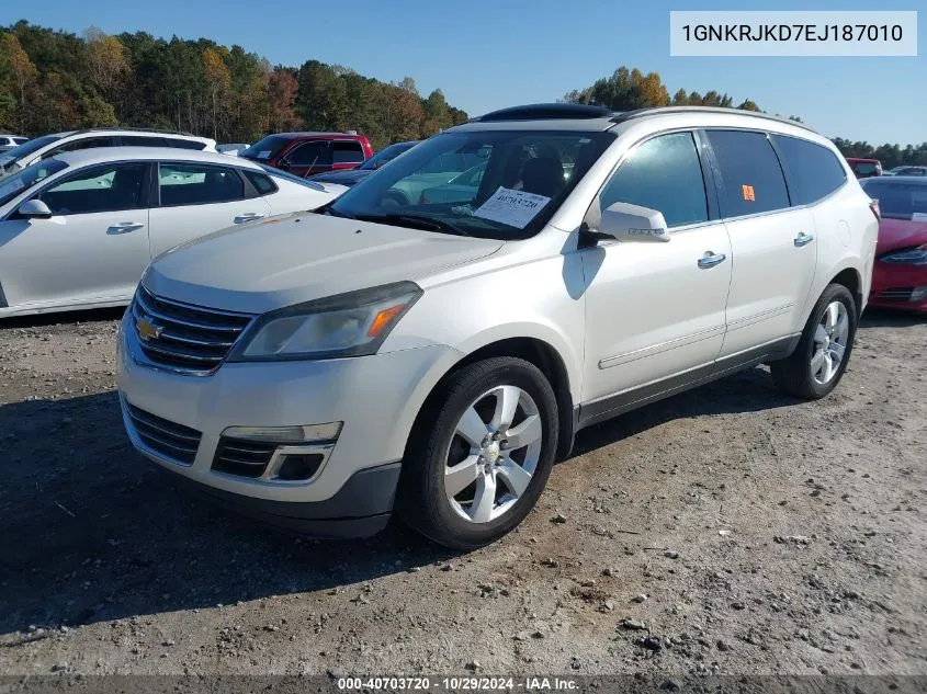 2014 Chevrolet Traverse Ltz VIN: 1GNKRJKD7EJ187010 Lot: 40703720