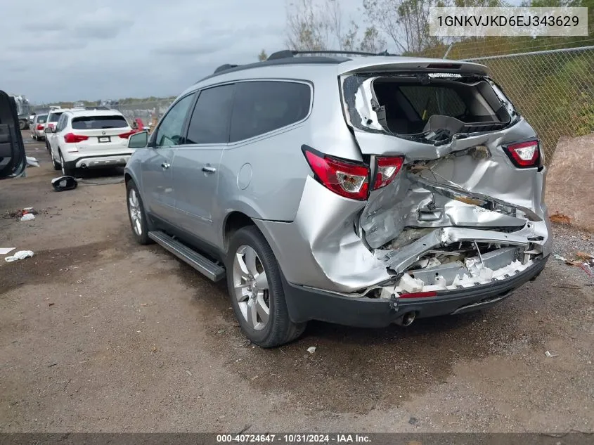 2014 Chevrolet Traverse Ltz VIN: 1GNKVJKD6EJ343629 Lot: 40724647