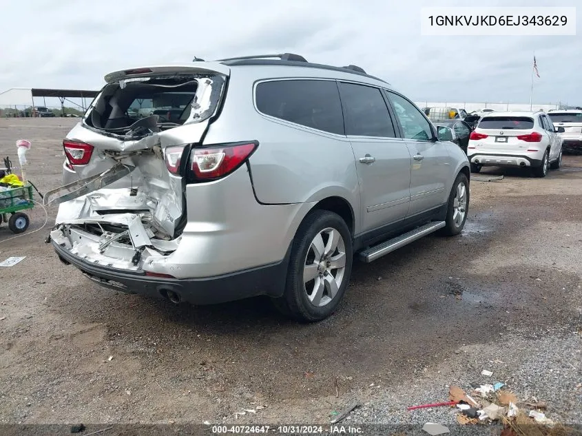 2014 Chevrolet Traverse Ltz VIN: 1GNKVJKD6EJ343629 Lot: 40724647