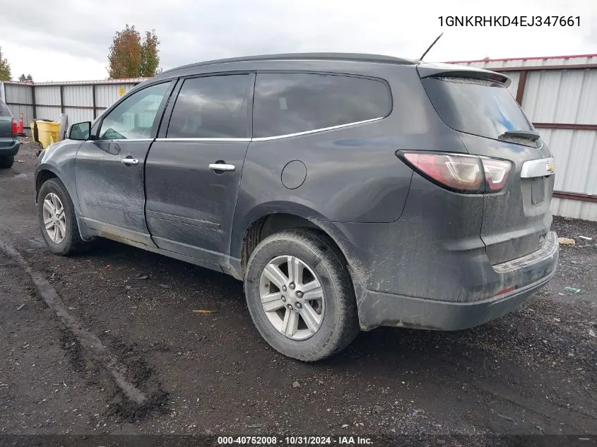 2014 Chevrolet Traverse 2Lt VIN: 1GNKRHKD4EJ347661 Lot: 40752008