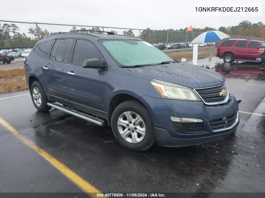 2014 Chevrolet Traverse Ls VIN: 1GNKRFKD0EJ212665 Lot: 40776500