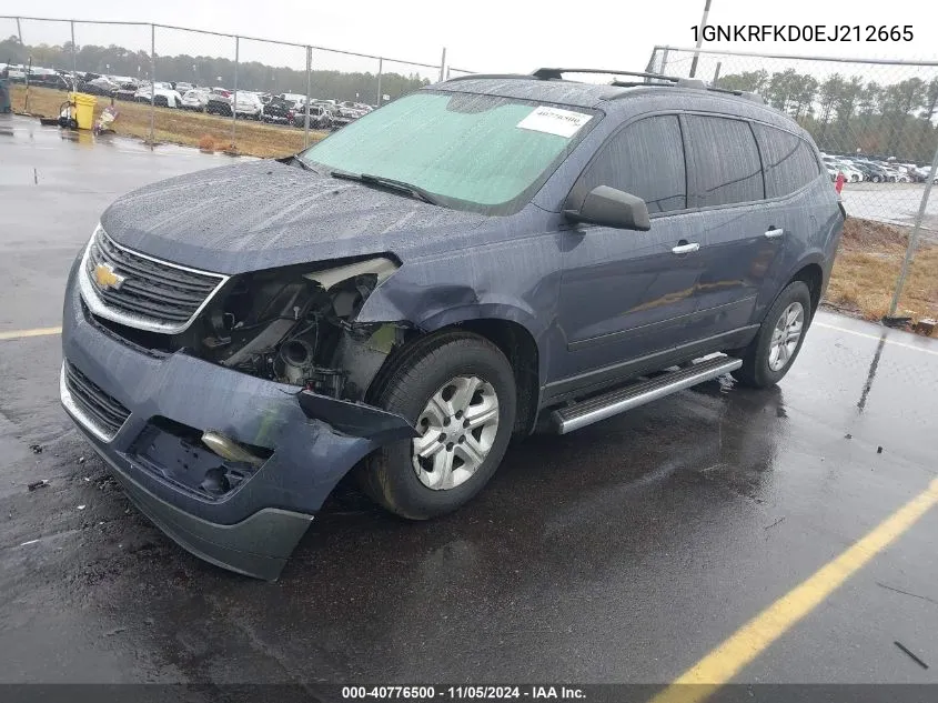 2014 Chevrolet Traverse Ls VIN: 1GNKRFKD0EJ212665 Lot: 40776500