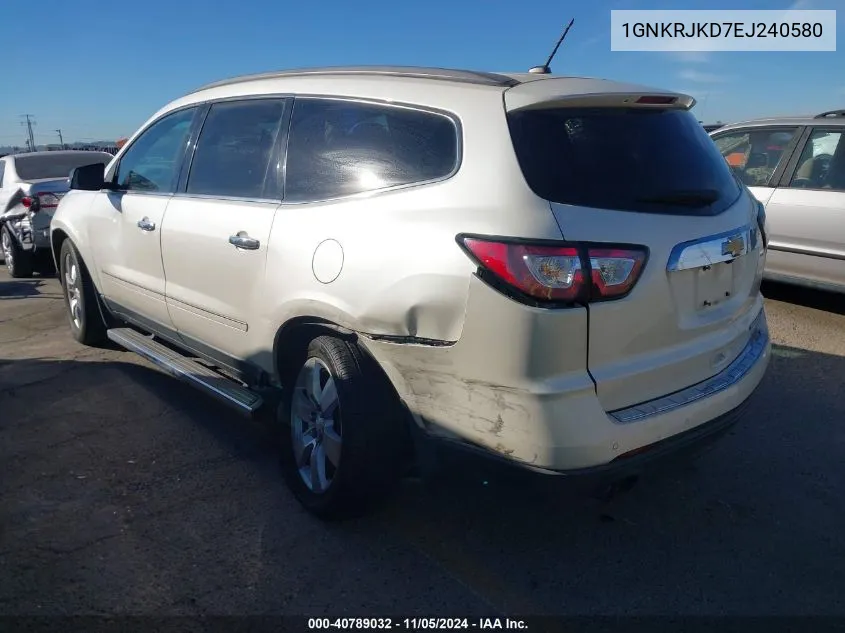 2014 Chevrolet Traverse Ltz VIN: 1GNKRJKD7EJ240580 Lot: 40789032