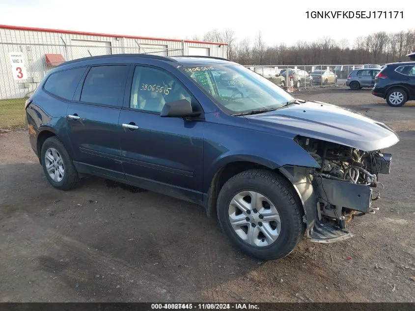 2014 Chevrolet Traverse Ls VIN: 1GNKVFKD5EJ171171 Lot: 40827445