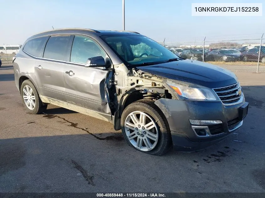 2014 Chevrolet Traverse 1Lt VIN: 1GNKRGKD7EJ152258 Lot: 40859448