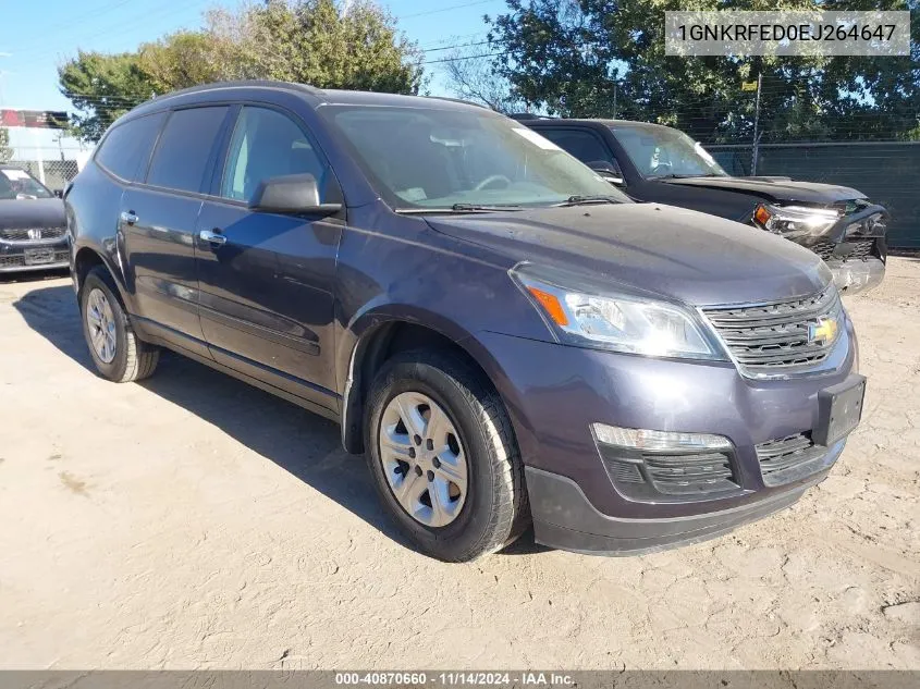 2014 Chevrolet Traverse Ls VIN: 1GNKRFED0EJ264647 Lot: 40870660