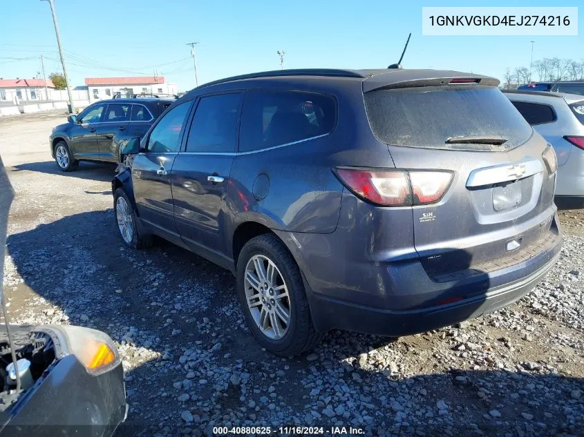 2014 Chevrolet Traverse 1Lt VIN: 1GNKVGKD4EJ274216 Lot: 40880625