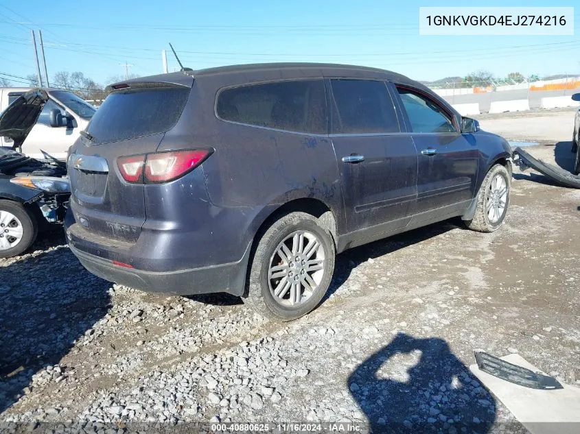 2014 Chevrolet Traverse 1Lt VIN: 1GNKVGKD4EJ274216 Lot: 40880625