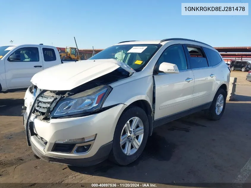 2014 Chevrolet Traverse 1Lt VIN: 1GNKRGKD8EJ281478 Lot: 40897536