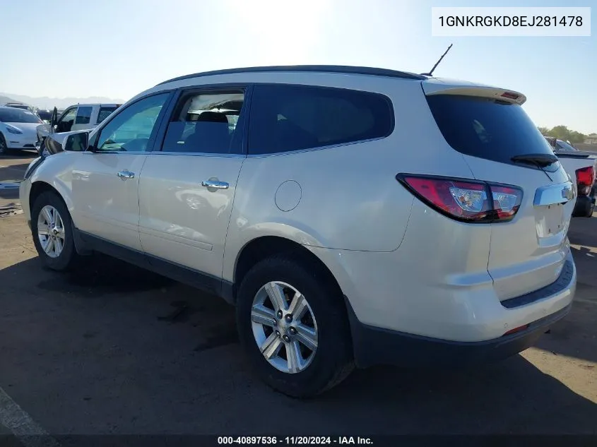 2014 Chevrolet Traverse 1Lt VIN: 1GNKRGKD8EJ281478 Lot: 40897536