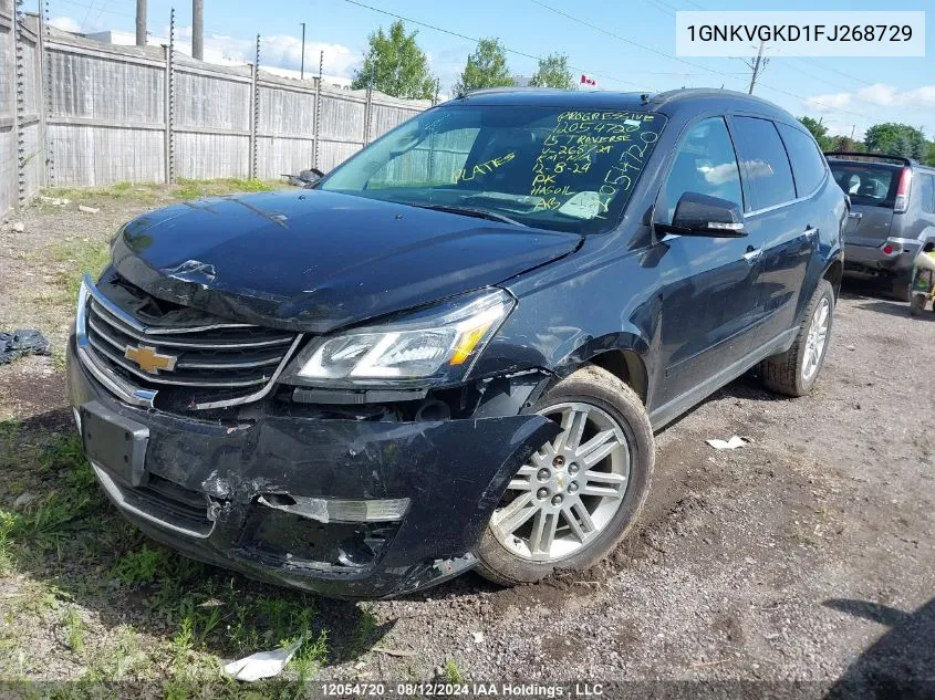 2015 Chevrolet Traverse Lt VIN: 1GNKVGKD1FJ268729 Lot: 12054720