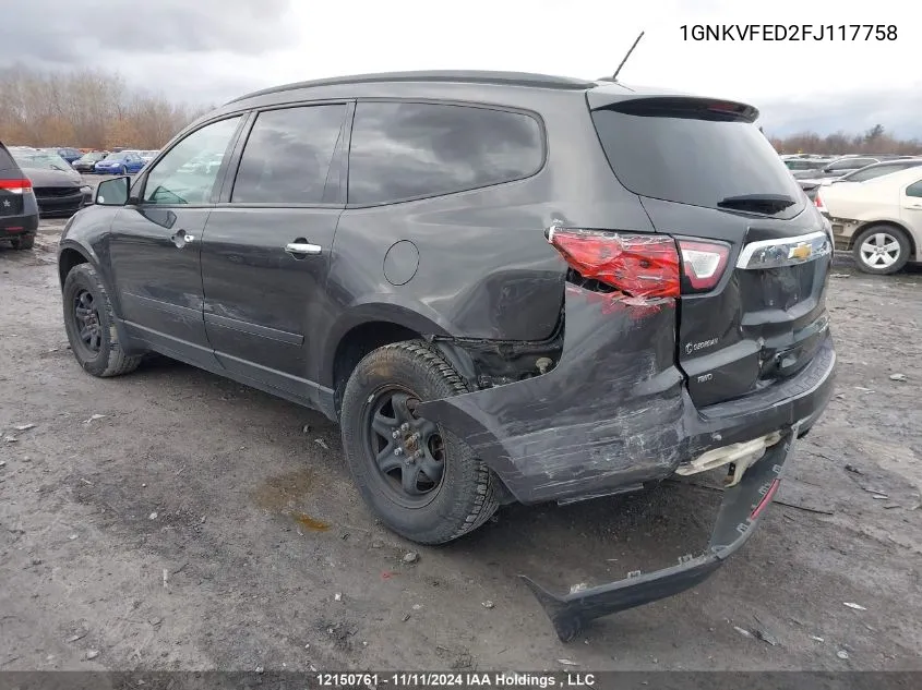 2015 Chevrolet Traverse VIN: 1GNKVFED2FJ117758 Lot: 12150761