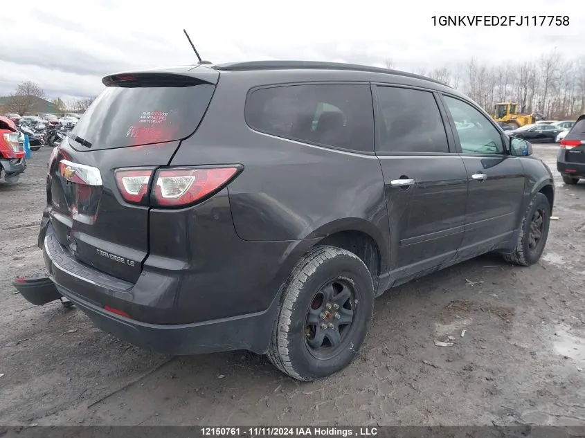 2015 Chevrolet Traverse VIN: 1GNKVFED2FJ117758 Lot: 12150761