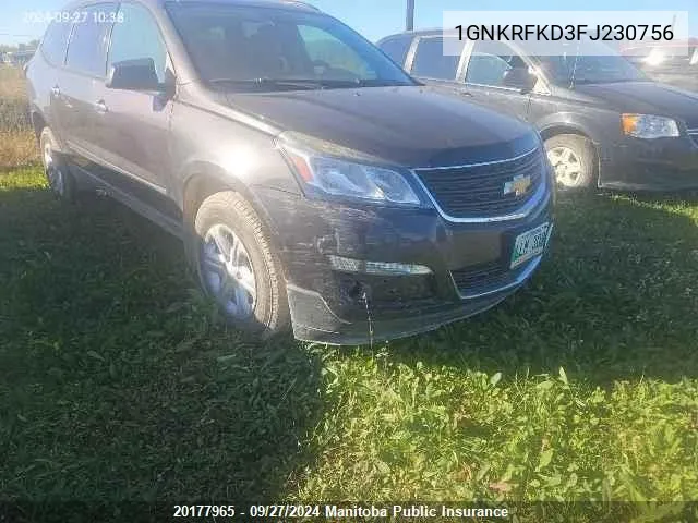 2015 Chevrolet Traverse Ls VIN: 1GNKRFKD3FJ230756 Lot: 20177965