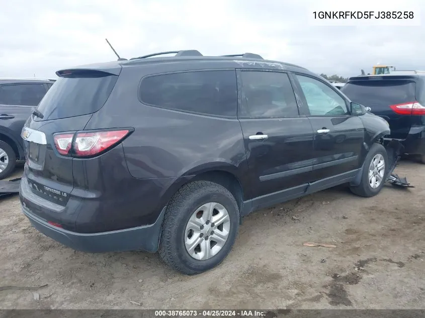 2015 Chevrolet Traverse Ls VIN: 1GNKRFKD5FJ385258 Lot: 38765073