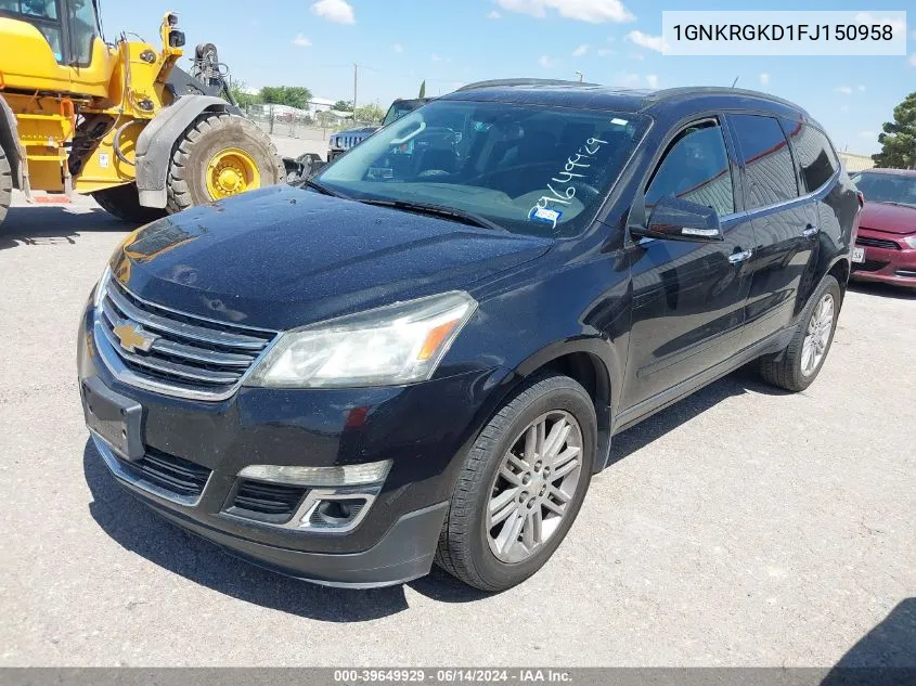 2015 Chevrolet Traverse 1Lt VIN: 1GNKRGKD1FJ150958 Lot: 39649929