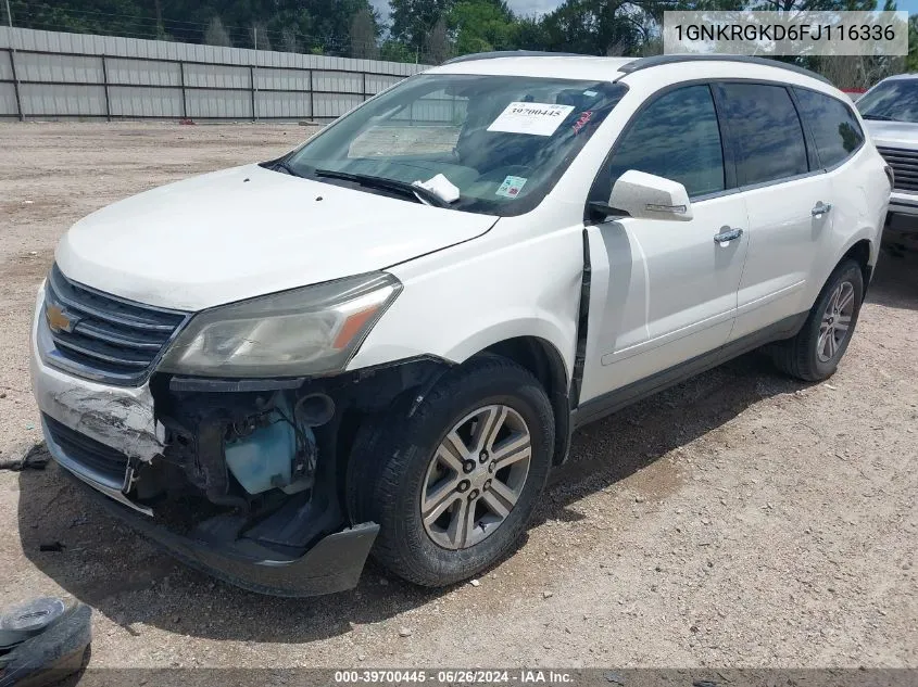 2015 Chevrolet Traverse 1Lt VIN: 1GNKRGKD6FJ116336 Lot: 39700445