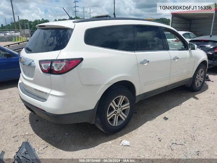 2015 Chevrolet Traverse 1Lt VIN: 1GNKRGKD6FJ116336 Lot: 39700445