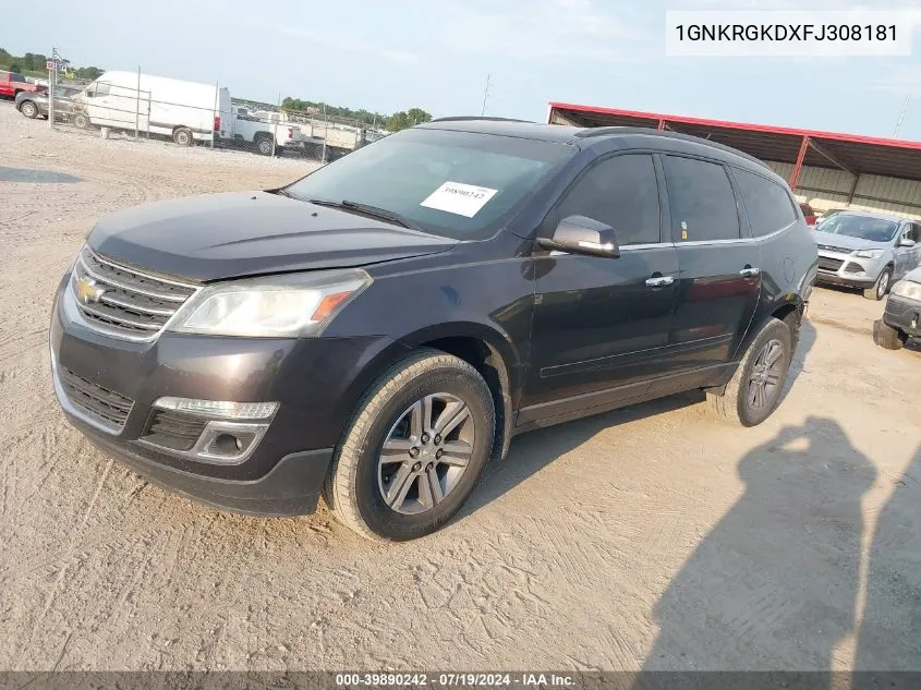 1GNKRGKDXFJ308181 2015 Chevrolet Traverse 1Lt