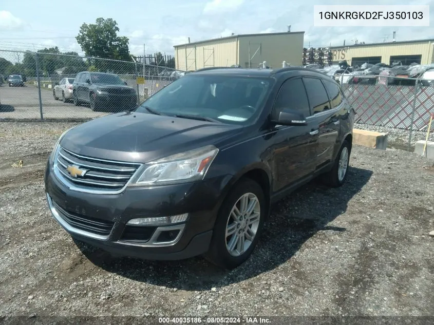 2015 Chevrolet Traverse 1Lt VIN: 1GNKRGKD2FJ350103 Lot: 40035186