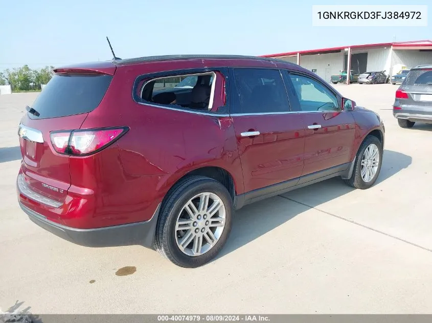 2015 Chevrolet Traverse 1Lt VIN: 1GNKRGKD3FJ384972 Lot: 40074979