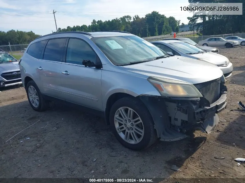 2015 Chevrolet Traverse 1Lt VIN: 1GNKRGKD6FJ286986 Lot: 40877369