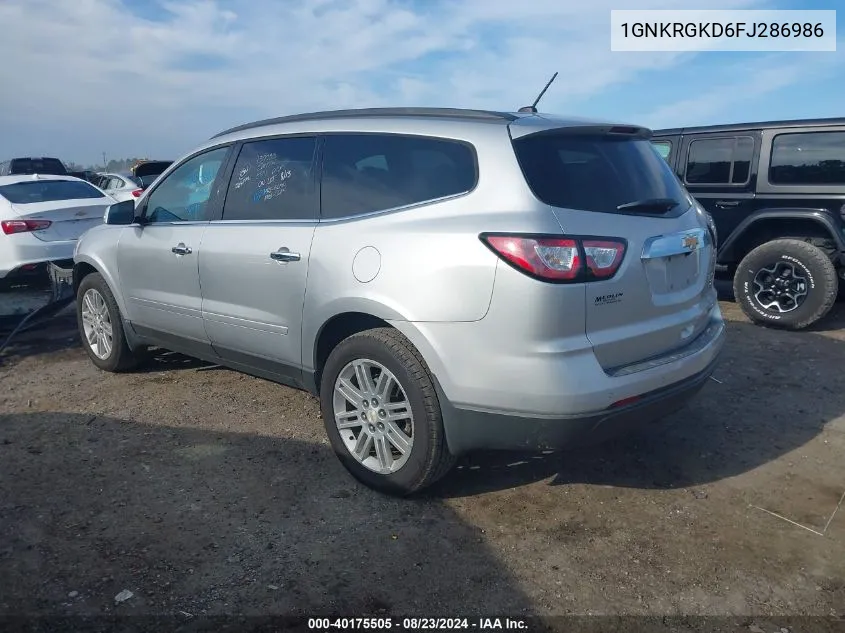 2015 Chevrolet Traverse 1Lt VIN: 1GNKRGKD6FJ286986 Lot: 40877369