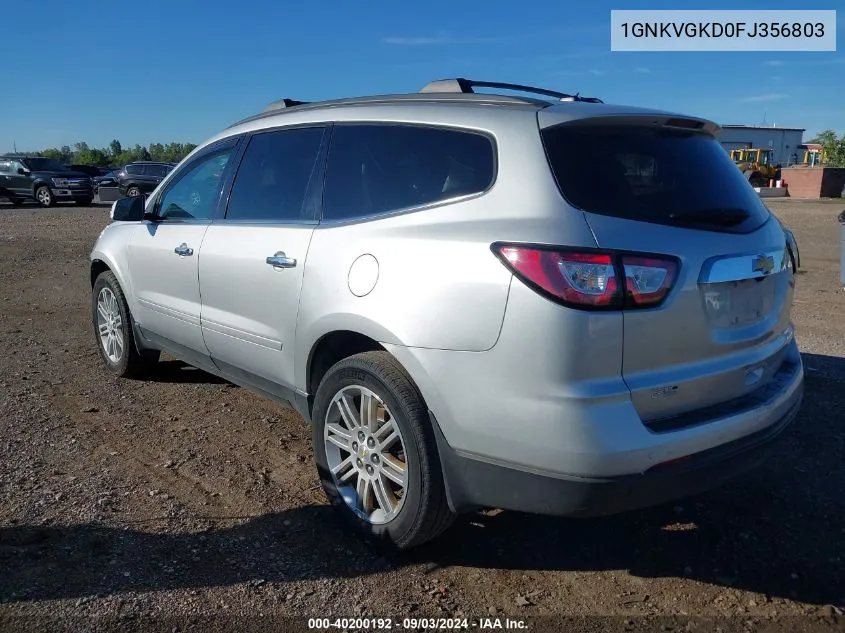 2015 Chevrolet Traverse 1Lt VIN: 1GNKVGKD0FJ356803 Lot: 40200192