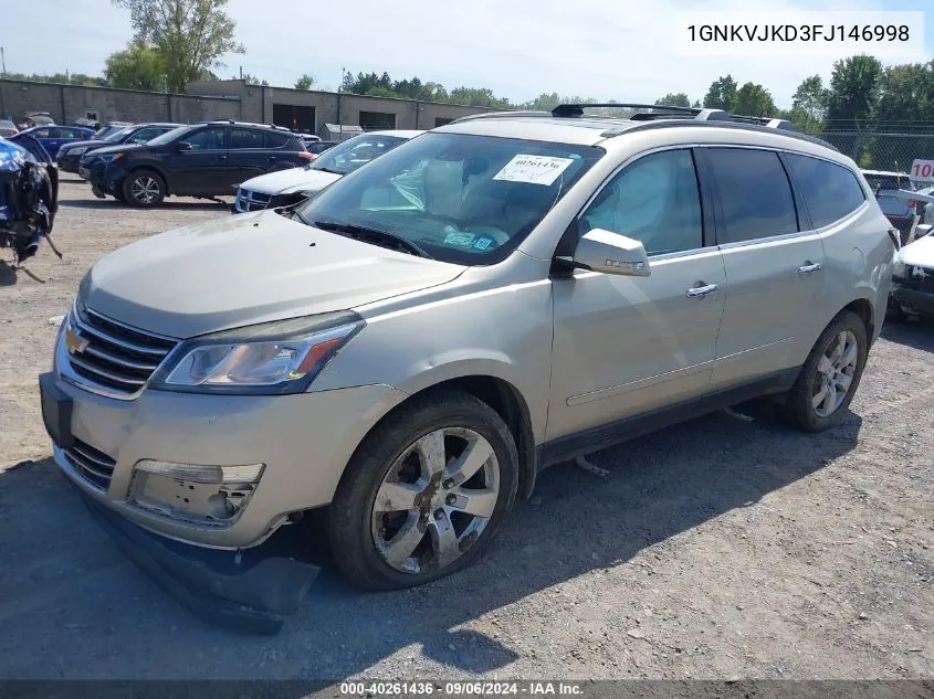 2015 Chevrolet Traverse Ltz VIN: 1GNKVJKD3FJ146998 Lot: 40261436