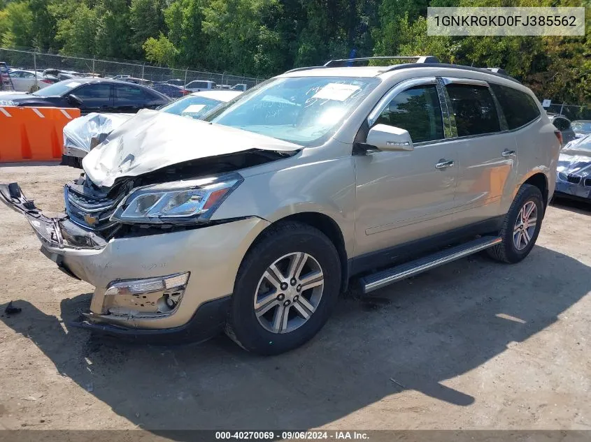 2015 Chevrolet Traverse 1Lt VIN: 1GNKRGKD0FJ385562 Lot: 40270069