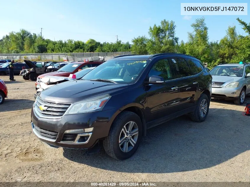 2015 Chevrolet Traverse Lt VIN: 1GNKVGKD5FJ147072 Lot: 40281429