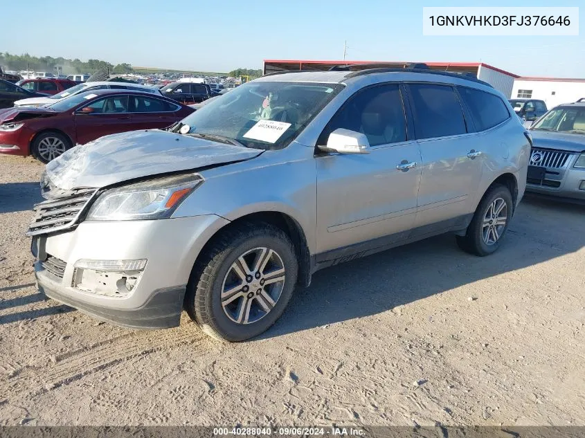 2015 Chevrolet Traverse Lt VIN: 1GNKVHKD3FJ376646 Lot: 40288040