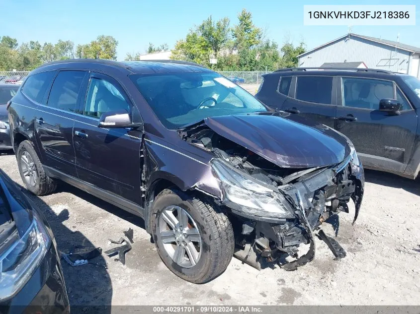 2015 Chevrolet Traverse Lt VIN: 1GNKVHKD3FJ218386 Lot: 40291701