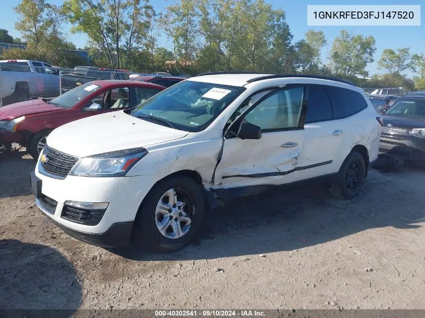 2015 Chevrolet Traverse Ls VIN: 1GNKRFED3FJ147520 Lot: 40302541