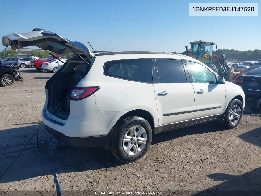 2015 Chevrolet Traverse Ls VIN: 1GNKRFED3FJ147520 Lot: 40302541