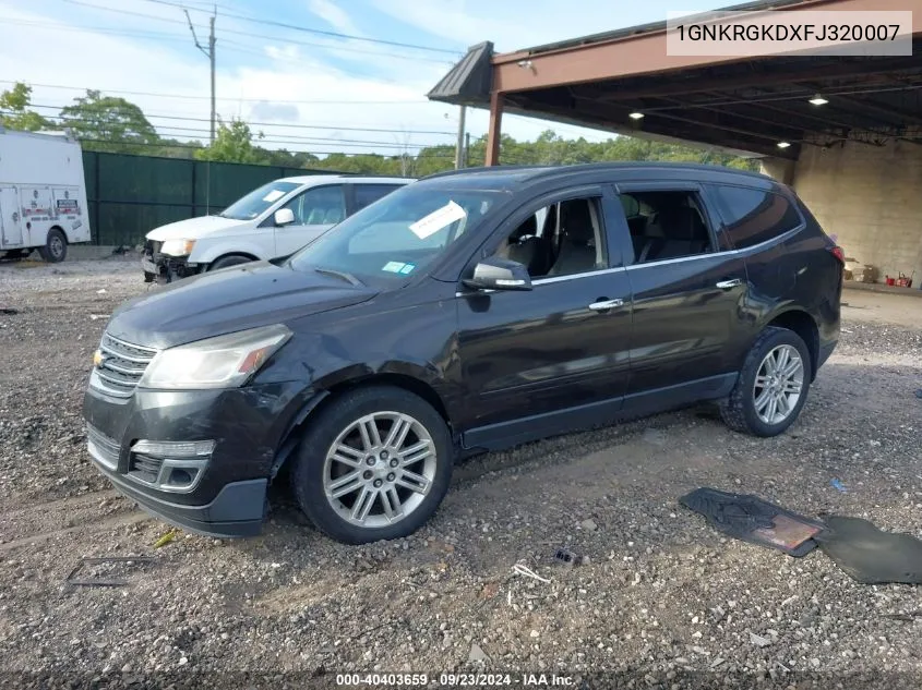 2015 Chevrolet Traverse Lt VIN: 1GNKRGKDXFJ320007 Lot: 40403659