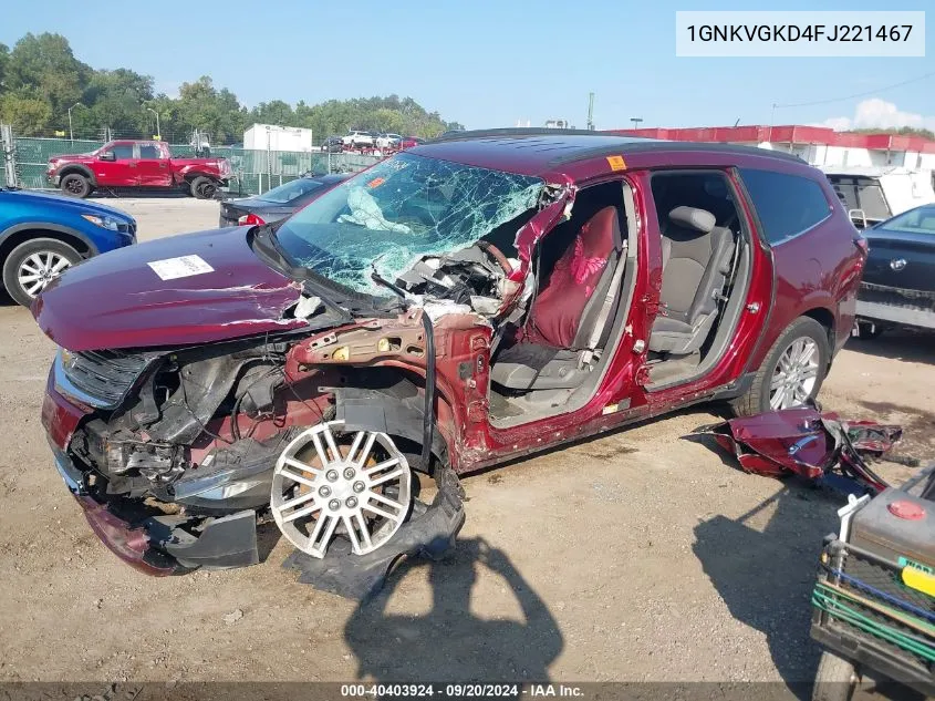 1GNKVGKD4FJ221467 2015 Chevrolet Traverse 1Lt