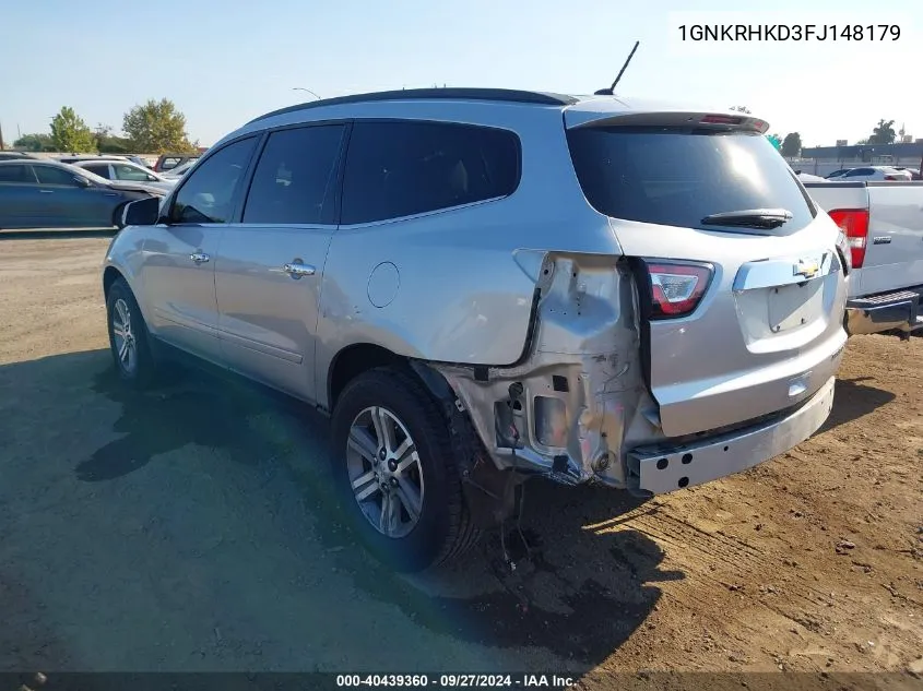 2015 Chevrolet Traverse 2Lt VIN: 1GNKRHKD3FJ148179 Lot: 40439360