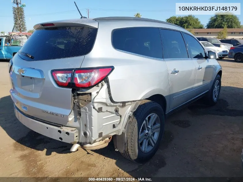 2015 Chevrolet Traverse 2Lt VIN: 1GNKRHKD3FJ148179 Lot: 40439360