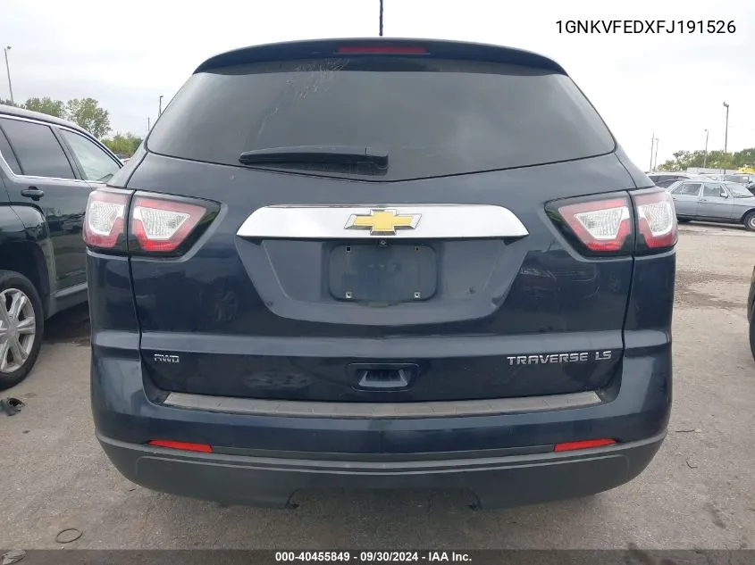 2015 Chevrolet Traverse Ls VIN: 1GNKVFEDXFJ191526 Lot: 40455849