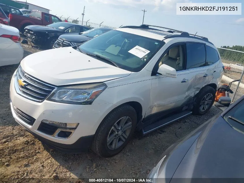 2015 Chevrolet Traverse 2Lt VIN: 1GNKRHKD2FJ191251 Lot: 40512184