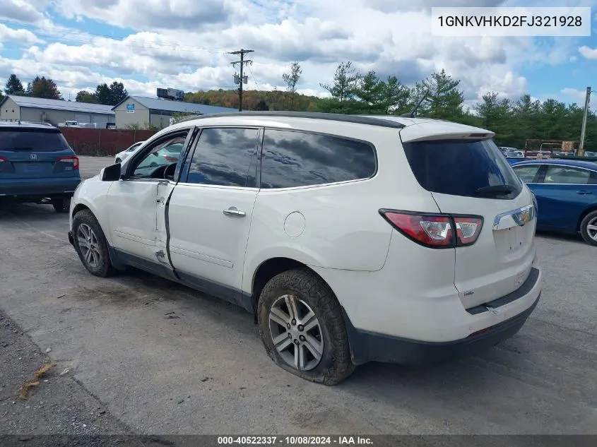 1GNKVHKD2FJ321928 2015 Chevrolet Traverse 2Lt