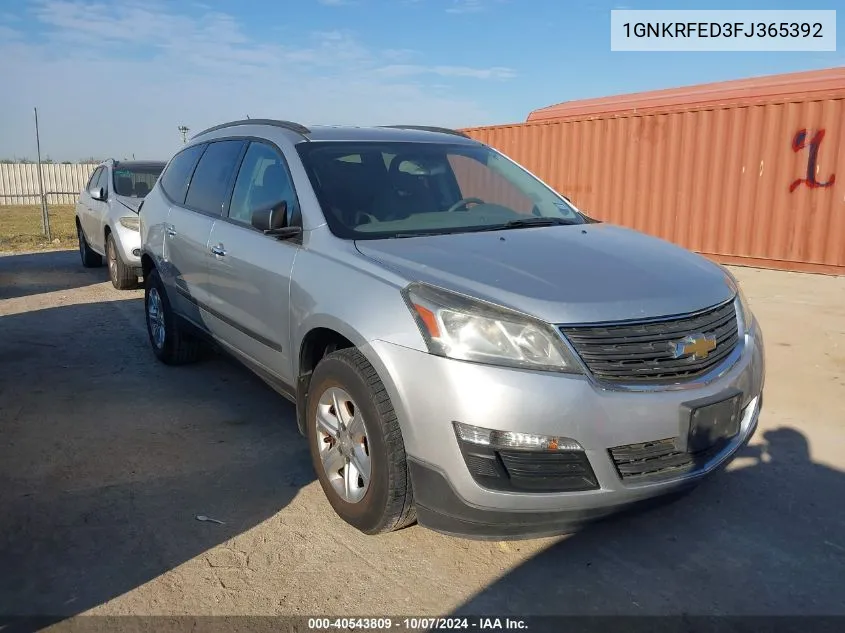 2015 Chevrolet Traverse Ls VIN: 1GNKRFED3FJ365392 Lot: 40543809