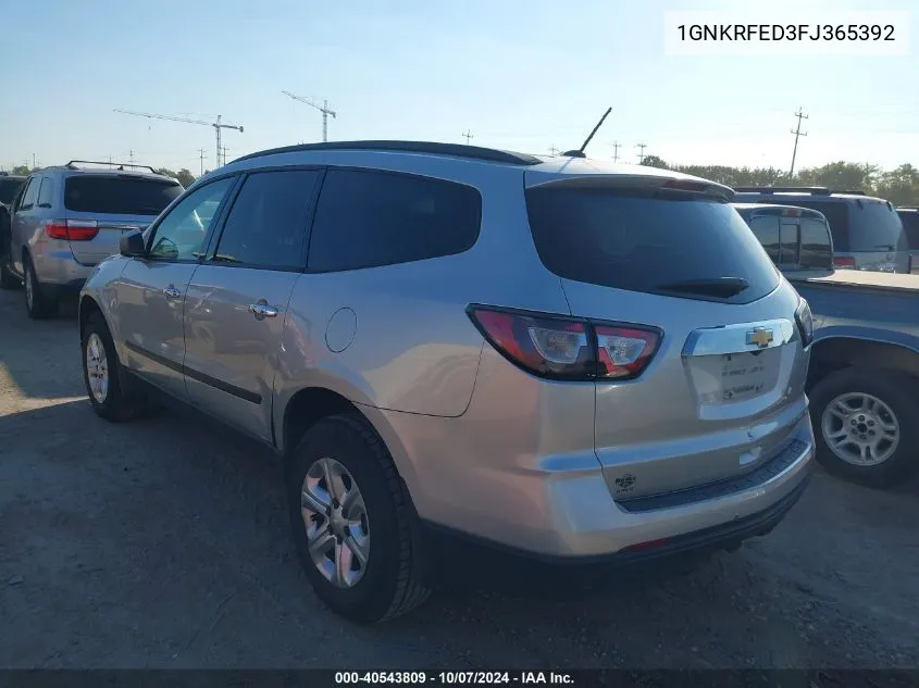 2015 Chevrolet Traverse Ls VIN: 1GNKRFED3FJ365392 Lot: 40543809