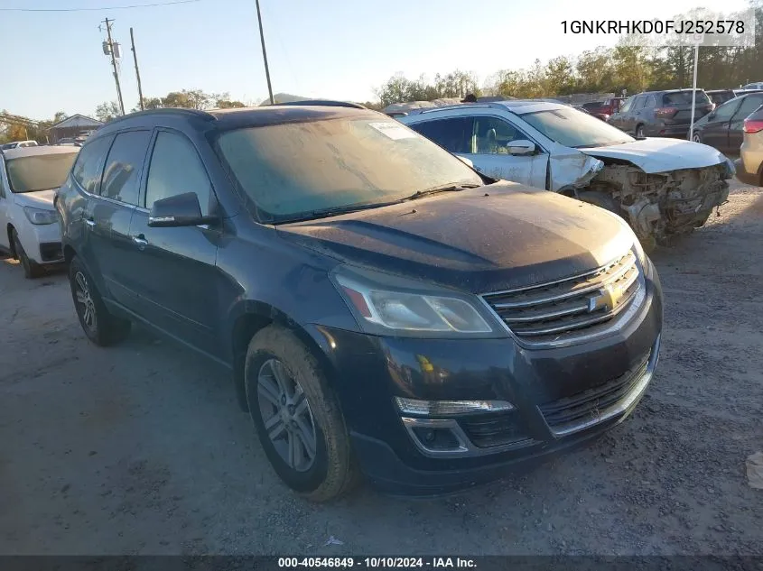 2015 Chevrolet Traverse 2Lt VIN: 1GNKRHKD0FJ252578 Lot: 40546849