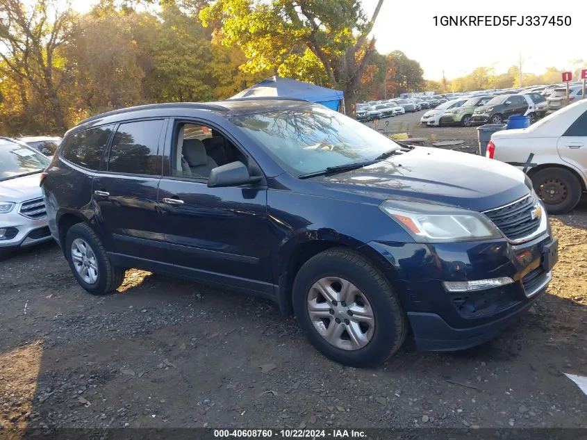 2015 Chevrolet Traverse Ls VIN: 1GNKRFED5FJ337450 Lot: 40608760