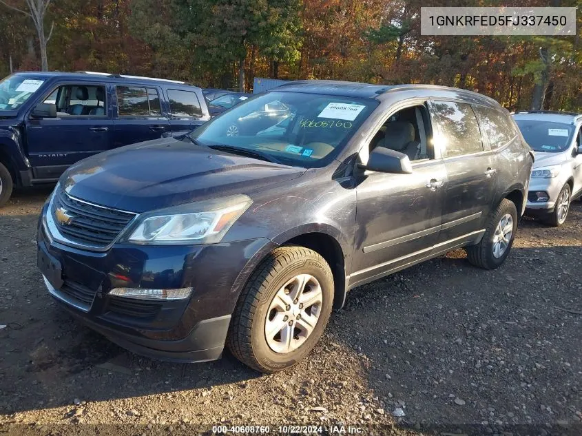 2015 Chevrolet Traverse Ls VIN: 1GNKRFED5FJ337450 Lot: 40608760