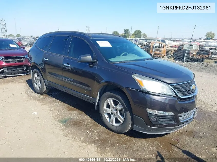 2015 Chevrolet Traverse Ls VIN: 1GNKRFKD2FJ132981 Lot: 40654188