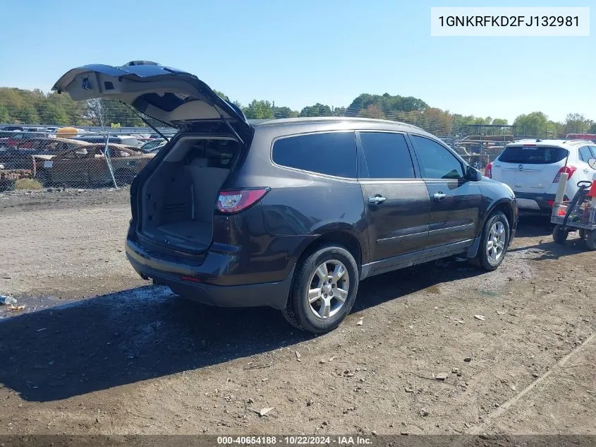 2015 Chevrolet Traverse Ls VIN: 1GNKRFKD2FJ132981 Lot: 40654188